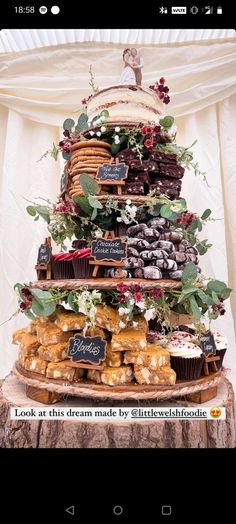 a cake made out of different types of pastries