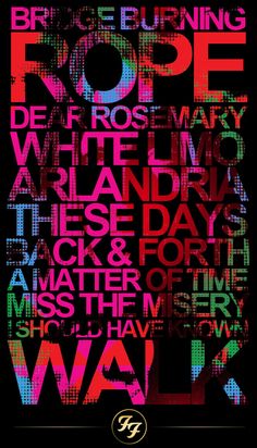 a poster with the words, hope and other things in different colors on black background