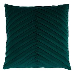 a dark green pillow with pleated edges on a white background, it looks like an illusion