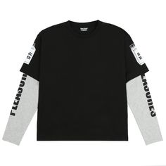 PLEASURES long sleeve t-shirt with prints.Composition: 100% Cotton Long Sleeve Gray T-shirt With Text Print, Gray Long Sleeve T-shirt With Text Print, Gray Long Sleeve T-shirt With Logo Print, Toddler Size Chart, Layered Long Sleeve, Size Chart For Kids, Something Went Wrong, Designer Clothes For Men, Womens Size Chart