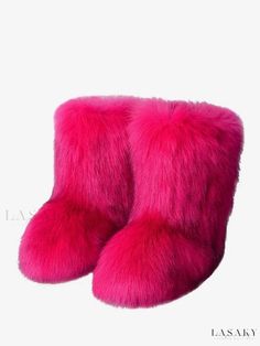 Lasaky - Stylish Brown Winter Boots with Faux Fur Detail, Round Toe, and Paw Bear Design Boots Gefüttert, Emo Hello Kitty, Fox Fur Boots, Brown Winter Boots, Fur Snow Boots, Warm Winter Boots, Back To School Shoes, Faux Fur Material, Warm Snow Boots