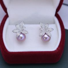 9-10mm Purple Freshwater Pearl & Floral Stud Earrings #pearls #pearllovers #pearlsforgirls #goldensouthseapearls #PearlNecklace #pearlsdaily #Akoyapearls #pearlsaregirlsbestfriend #realpearls #jewelrygram Elegant Purple Sterling Silver Flower Earrings, Elegant Purple Flower Shaped Earrings, Elegant Purple Flower Earrings, Elegant Purple Flower Earrings For Party, Elegant Purple Pearl Earrings For Anniversary, Elegant Purple Pearl Earrings, Elegant Purple Pearl Earrings For Formal Occasions, Formal Pearl Flower Shaped Earrings, Formal Flower-shaped Pearl Earrings