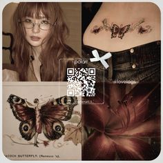 a collage of photos with butterfly tattoos