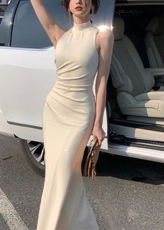 Beige Turtleneck, Bodycon Long Dress, Long Dress Summer, High Neck Bodycon Dress, Maxi Dress Summer, Gaun Fashion, Long Bodycon Dress, Maxi Robes, Comfortable Room