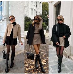 High Knee Boots Outfit Winter, Cute Trendy Outfits, Aesthetics Outfits, Fall Outfits Ideas, Europe Outfits, Winter Fashion Outfits Casual, City Outfits, Des Baskets, Paris Outfits