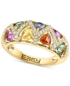 in stock Effy Rings, Statement Rings Unique, Ring My Bell, Ring Pop, Multi Sapphire, Gold Sign, Diamonds Jewelry, Gold Jewelry Fashion, Jewelry Ring