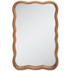 a wooden frame mirror on a white background