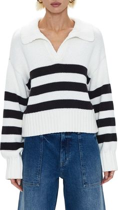 Pistola Arlo Stripe Cotton Polo Sweater | Nordstrom 2024 Wishlist, Johnny Collar, Best Swimwear, Quarter Zip Sweater, Polo Sweater, Fall Clothes, Denim Design, Cotton Polo, Winter 2022