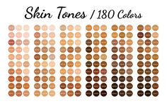 the skin tones and their names are shown in different colors, including oranges, browns