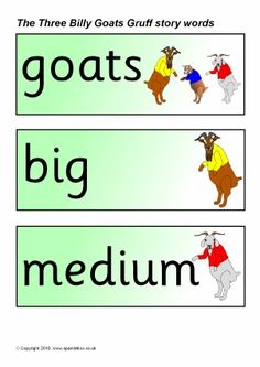 the three billy goats gift story worksheet for kids and toddlers to practice their spelling skills