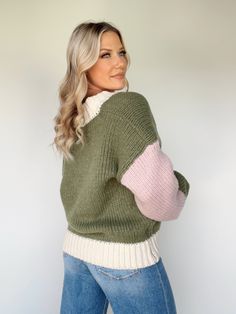 Indulge in the sophisticated look of Evergreen Colorblock Sweater. This luxurious knit features a classy v-neckline, a stylish combination of colors, and a relaxed fit for extra comfort. It's the perfect piece for everything from lounging to errands and even brunch. Soft, stretchy, and ribbed, this versatile sweater adds a pop of color and a hint of sweetness to any look. Fabric 100% Polyester Hand wash cold. Green V-neck Sweater For Fall, Green Knit V-neck Sweater, Oversized Green V-neck Sweater, Green Knit V-neck Sweater For Fall, Green Knit V-neck Sweater For Winter, Trendy Green Soft Knit Sweater, Cozy Green V-neck Sweater, Trendy Green Cardigan, Trendy Green Crew Neck Cardigan