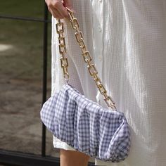 Awan Linen Ruffle Clutch bag in Navy Blue Ruffle Bag, Ruffles Bag, Indonesian Language, Gingham Linen, Women Lifting, Cloud Shape, Eco Friendly Accessories, Cloud Shapes, Tropical Style