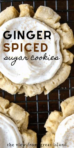 ginger spiced sugar cookies on a cooling rack with text overlay that reads, the view from great island