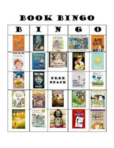 an image of a book bingo game with many books on the front and back cover