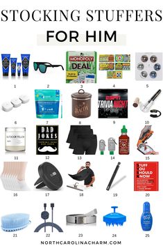 the top ten stocking stuff for him is shown in this graphic above it's image