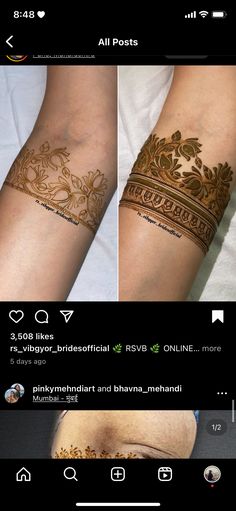 hendi tattoos on someone's arm and wrist are being displayed in this screenshot