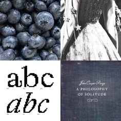 an old book with the words abc and c on it next to a photo of blueberries