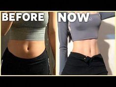 before and after pictures of a woman's stomach showing how to get slimmerm