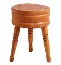 a small wooden stool with two legs