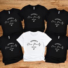 six personalized t - shirts with names on them