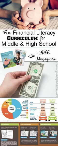 a person holding a piggy bank and money in their hands with the words free financial library