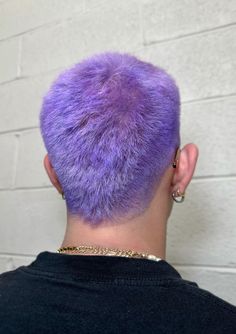 #menhair #purplehair #nychairstylist #buzzcut #menhairstylist #nyc #purple #purplehairdontcare #streetwear Dyed Buzz Cut Hair, Purple Buzzcut Men, Colored Buzzcut Men, Buzzcut Color, Buzz Haircut Men Dyed, Lavender Buzzcut, Purple Hair Men, Men Buzzcut Dyed, Mens Buzzcut