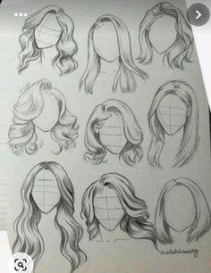 some drawings of different types of wigs for women to wear on their head and shoulders