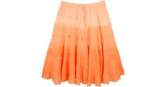 An interesting hue to wear this summer season, melon orange! The pure cotton fabric of the skirt is very comfortable and will keep you cool in the hot and humid season. A lightweight casual everyday cotton knee-length skirt. Plus, you do not need to worry about the maintenance - just wash it and wear it. This is a fully lined skirt and the unfinished tiers give fullness and flare to the skirt. Easy to pull-up style with elastic waist and drawstrings that makes the skirt adjustable for almost eve Summer Peach Skirt, Orange Tiered Summer Skirt, Orange Mini Skirt For Summer, Casual Orange Skirt For Spring, Orange Summer Skirt, Casual Orange Cotton Skirt, Bridesmaids Outfits, Skirt Tiered, Hippie Look