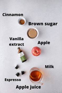 the ingredients for an apple cider are shown