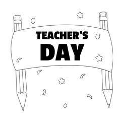 teacher's day coloring page with pencils and stars on the side, in black and white