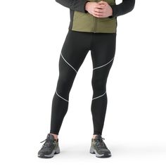 No matter what activity you’re gearing up for, put comfort first with our Men’s Active Fleece Tight. The stretchy knit fabric puts soft-brushed Merino wool next to skin while a durable synthetic material fights the elements. The slim fit lets you move without needing to adjust, plus ankle zips for extra breathing room. And it has reflective elements. | Smartwool Men's Active Fleece Tight in Black | Size: XL Fleece Tights, Wool Clothing, Ankle Bones, Mens Fleece, Slim Fit Pants, Low Light, Workout Pants, Mens Bottom, Black Pants