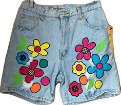 Patchwork Jean Shorts, 90s Girl, Patchwork Jeans, Vintage Lighting, Short Girls, Vintage Flowers, Flower Power, Jean Shorts, Brooklyn