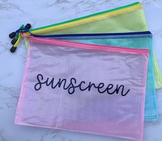 "Personalized Wet Dry Bags are perfect for throwing in your pool bag to keep your essentials dry, as a stand alone option to carry when you don't want a large bag, or for keeping smaller items together in a bigger bag (masks, diapers, chargers, sunscreen, etc!). Available in your choice of 5 color options (Pink - pink zipper, Pink- red zipper, Blue, Yellow, Green, Clear) with name or initial/monogram options! Perfect gift for bachelorette parties, vacations, girls trips, back to school backpacks Pool Bag Essentials, Beach Monogram, Daycare Bag, Pool Bag, Wet Dry Bag, Back To School Backpacks, Pool Bags, Pool Beach, Bachelorette Gifts