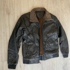 Brown Leather With Faux Fur Lining Size M Great Fit Brand New With Tags Casual Brown Leather Jacket With Faux Fur Lining, Casual Winter Biker Jacket With Faux Pockets, Casual Biker Jacket With Faux Pockets For Winter, Jacket Brands, Faux Fur, Brown Leather, Mens Jackets, Bomber Jacket, Jackets & Coats