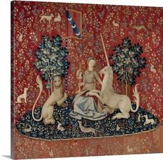 an image of a tapestry with people and animals