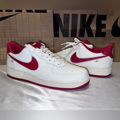 These Nike Air Force 1 07 Are Very Hard To Find! These Are Brand New In The Original Box, But Does Not Come With The Box Top. Please Feel Free To Contact Me With Any Questions. Thank You For A Looking! Yeah Red Basketball Shoes With Gum Sole For Sports, Nike Air Force 1 Low-top Red Sole For Streetwear, Nike Air Force 1 With Red Sole For Streetwear, Nike Air Force 1 In University Red For Streetwear, Red Custom Air Max Sneakers For Streetwear, Red Air Cushioned Sneakers For Streetwear, University Red Nike Air Force 1 With Branded Insole, Red Nike Air Force 1 With Air Max Cushioning, Red Nike Air Force 1 Casual With Cushioned Footbed