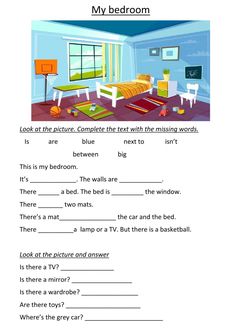 the bedroom worksheet for children to learn english and french words with pictures on it