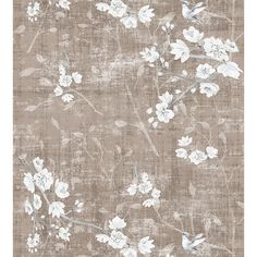 an old fashioned wallpaper with white flowers and leaves on brown background, suitable for use in interior or exterior design