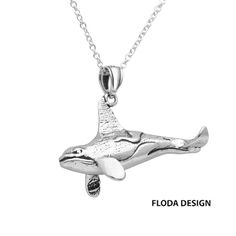 Part of my nautical charm collection. Dazzling hand-crafted Necklace in 925 Sterling Silver. This lovely 3D Killer Whale  Pendant in Sterling Silver comes with a delicate Rhodium Plate Italian Cable Chain. Pendant is oxidized to bring out maximum detailing and shine. This unique 3D Killer Whale Necklace is the perfect gift adding a meaningful touch to the intended wearer's taste and personality. Material: 925 Sterling Silver Chain Length: 16 inches Chain Style: Sterling Silver Rhodium Plate Ital Nautical Sterling Silver Necklace Gift, Nautical Sterling Silver Necklace As Gift, Nautical Sterling Silver Necklace For Gift, Clay Orca, Whale Pendant, Whale Jewelry, Orca Whale, Whale Necklace, Silver Clay