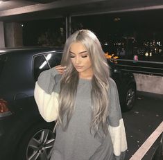 Black To Grey Ombre Hair, Pelo Color Borgoña, Long Grey Hair, Haircuts For Long Hair With Layers, Ash Hair Color, Gorgeous Hair Color, Silver Hair Color, Long Dark Hair, Blonde Hair Looks