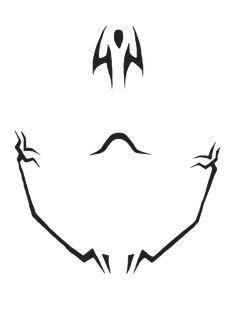 a black and white drawing of an alien face