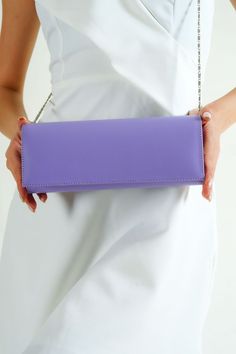 ☛ Product Name: Wedding Clutch ☛ Product Type: Handmade ☛ Product Material: Vegan Leather ☛ Pattern: Long Cover ☛ Color: Lilac ☛ Made to Order (MTO): Yes ☛ Cleanable and Reusable: Yes ☛ Measurements: 25 cm W x 10 cm H x 6 cm D ☛ Purpose: Casual and Special Events Vegan Leather