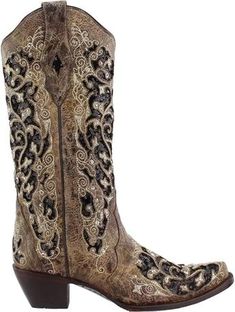 Elegant Wedding Boots Embellished, Elegant Embellished Wedding Boots, Elegant Snip Toe Boots With Rhinestones, Elegant Embellished White Boots, White Embellished Snip Toe Boots, Elegant Embellished Snip Toe Boots, Fitted Snip Toe Wedding Boots, Corral Boots, White Boots