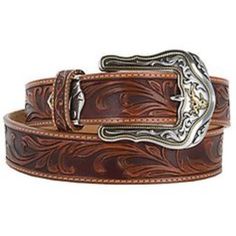 Handsome Men's Tooled Full Grain Leather Western Style Belt From Tony Lama. Made From Genuine Full Grain Leather With Tooled Details. Belt Features An Antique Two-Tone Buckle Set With A Saddle Bronc Rider Displayed On The Buckle. Buckle And Keeper Are Removable. Proudly Made In The U.S.A. Bronc Rider, Saddle Bronc, Mens Tools, Tony Lama, Western Belts, Country Outfits, Western Style, Full Grain Leather, Tan Brown