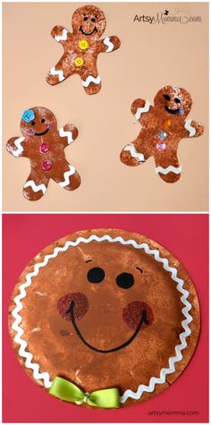 paper plate crafts for kids to make with gingerbreads and other things on the table