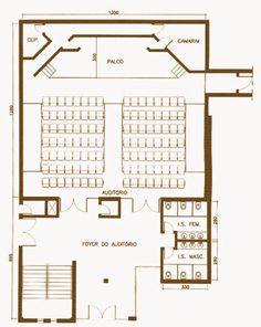 the floor plan for an auditorium with seating areas and steps to the second level,