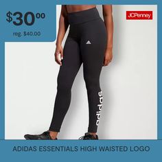 An essential style for a workout or every day, these women's high-rise leggings from adidas are made from a soft, stretch cotton-jersey. They have a comfortable, wide, elastic waistband and a bold logo graphic along the leg.Features: Stretch FabricClosure Type: Full Elastic, Pull OnRise: High RiseSupport: Light SupportFiber Content: 93% Cotton, 7% ElastaneFabric Description: JerseyInseam: 28 InCare: Tumble Dry, Machine WashPant Length: Full LengthCountry of Origin: Imported Adidas Logo Workout Bottoms, Adidas Stretch Workout Bottoms, Adidas Athleisure Activewear, Adidas Logo Stretch Leggings For Athleisure, Stretch Athleisure Leggings With Adidas Logo, Adidas Stretch Leggings Athleisure, Adidas Stretch Athleisure Leggings, Fitted Workout Bottoms With Adidas Logo, Fitted Adidas Bottoms For Workout