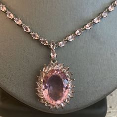 Stunning Set In Silver Basket Setting Pink Kunzite Crystal Centerpiece Surrounded By Marquis Austrian Crystals Adjustable Length Choker Kunzite Jewelry, Kunzite Crystal, Silver Basket, Crystal Centerpieces, Pink Kunzite, Basket Setting, Basket Sets, Adjustable Necklace, Austrian Crystal