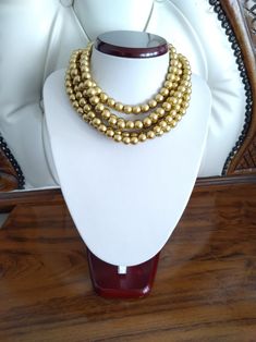 Chunky Gold Necklace, Pearl Statement Necklace, Choker, Multi Strand Pearl Choker, Gold Wedding Jewelry, Bridal, Bridesmaid Gifts - Etsy Gold Multi-strand Pearl Necklace, Gold Multi-strand Bridal Necklace, Gold Multi-strand Pearl Necklaces, Gold Bridal Necklace With Beads For Party, Gold Multi-strand Pearl Necklace For Party, Gold Pearl Bridal Necklace For Party, Bridal Gold Pearl Necklace With Round Beads, Gold Round Bead Pearl Necklace For Weddings, Gold Round Beads Pearl Necklace For Wedding