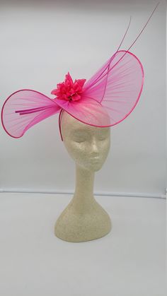 Elegant Hot Pink foral organza Fascinator. Has really wide headband for a secured and comfortable look. This is a show stopper will be a great way to add elegance to any, rehearsal dinner, Wedding guest, cocktail party, or church outfit. - Rare find - Ready to ship - Free Shipping - Fast shipping - Customize by adding different color flowers and or feathers Check my store for more styles and colors. Hatsandpearls.etsy.com Find more at my website: Www.hatsandpearls.com Reach out to me if you can' Fitted Tulle Hats For Weddings, Fitted Tulle Headpieces For Parties, Summer Party Headpieces Made Of Tulle, Summer Party Tulle Headpiece, Summer Party Mini Hats Made Of Tulle, Party Tulle Mini Hats, Summer Party Mini Tulle Hats, Fitted Tulle Mini Hats For Party, Spring Wedding Mini Tulle Hats